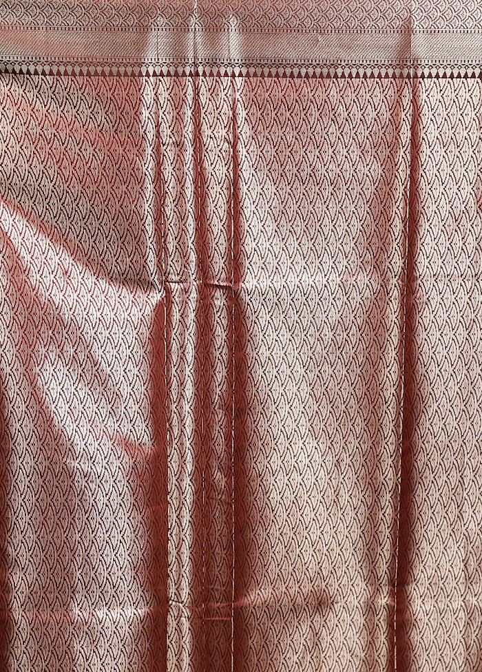 Maroon Kora Silk Saree With Blouse Piece