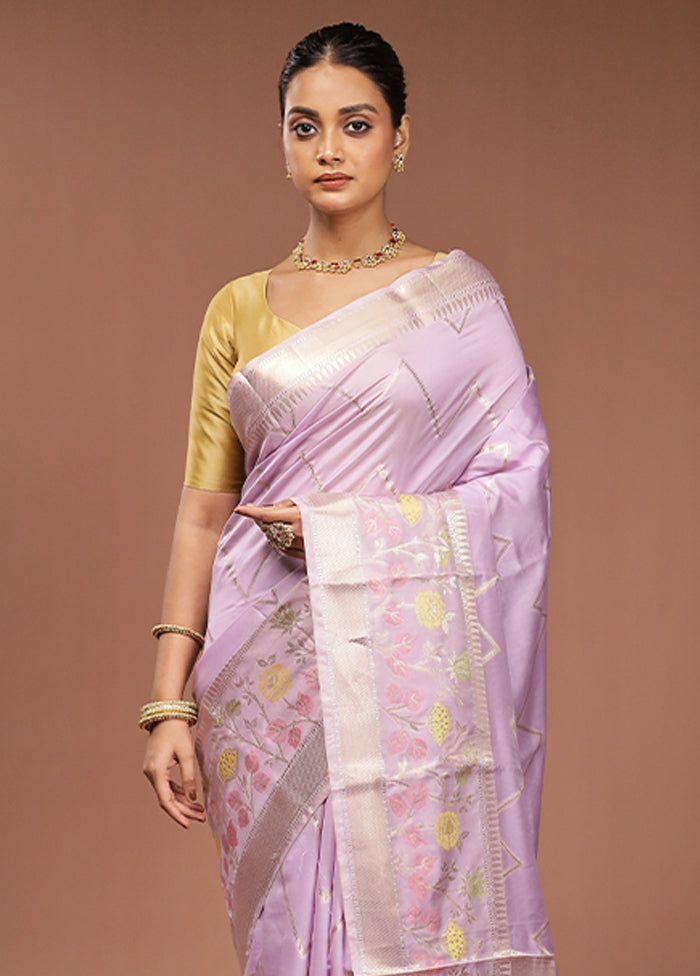 Purple Kora Silk Saree With Blouse Piece