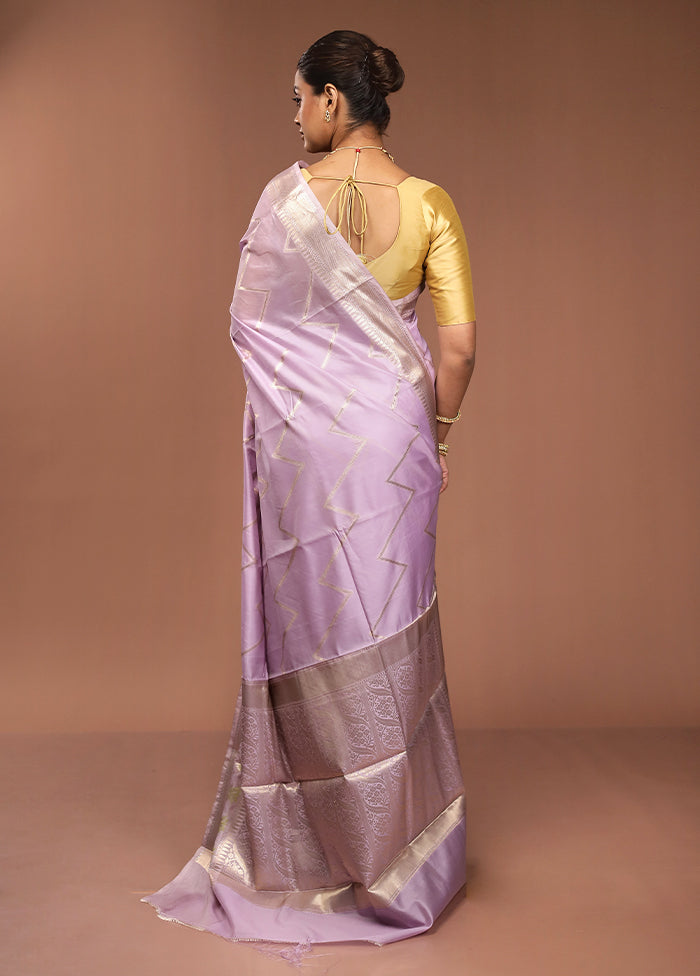 Purple Kora Silk Saree With Blouse Piece