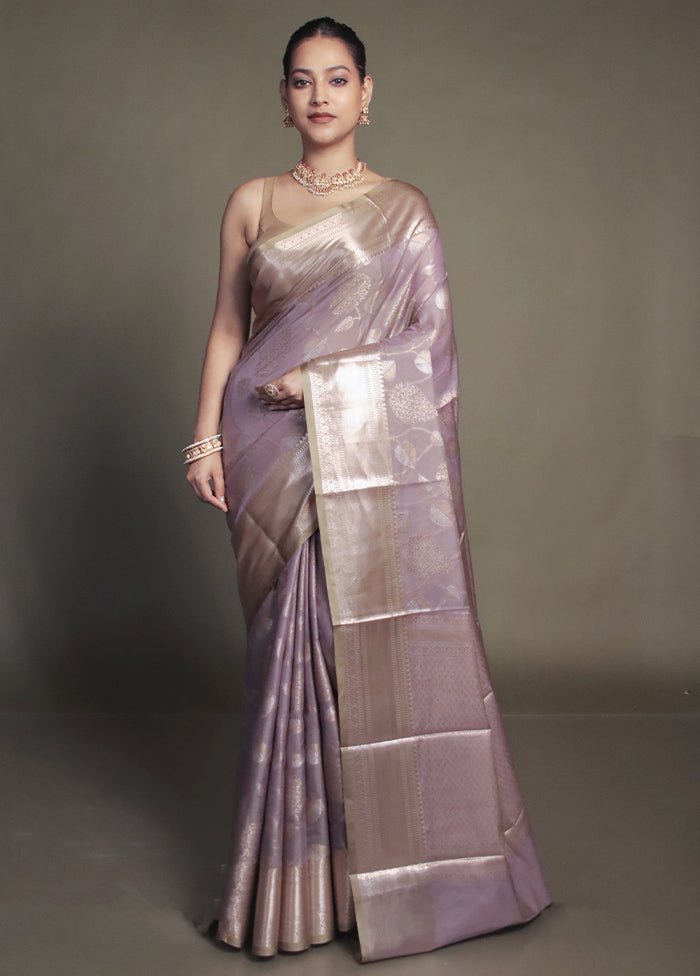 Grey Kora Silk Saree With Blouse Piece
