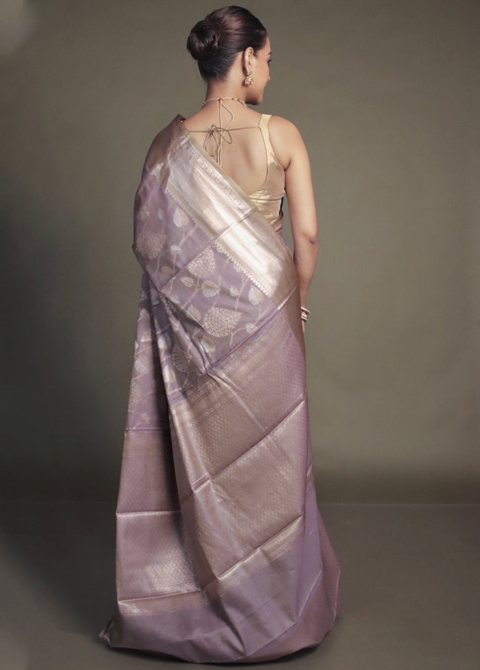 Grey Kora Silk Saree With Blouse Piece