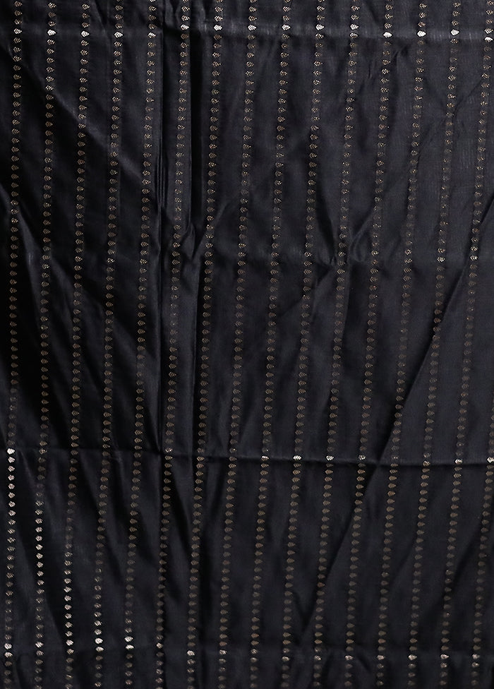 Black Banarasi Silk Saree With Blouse Piece