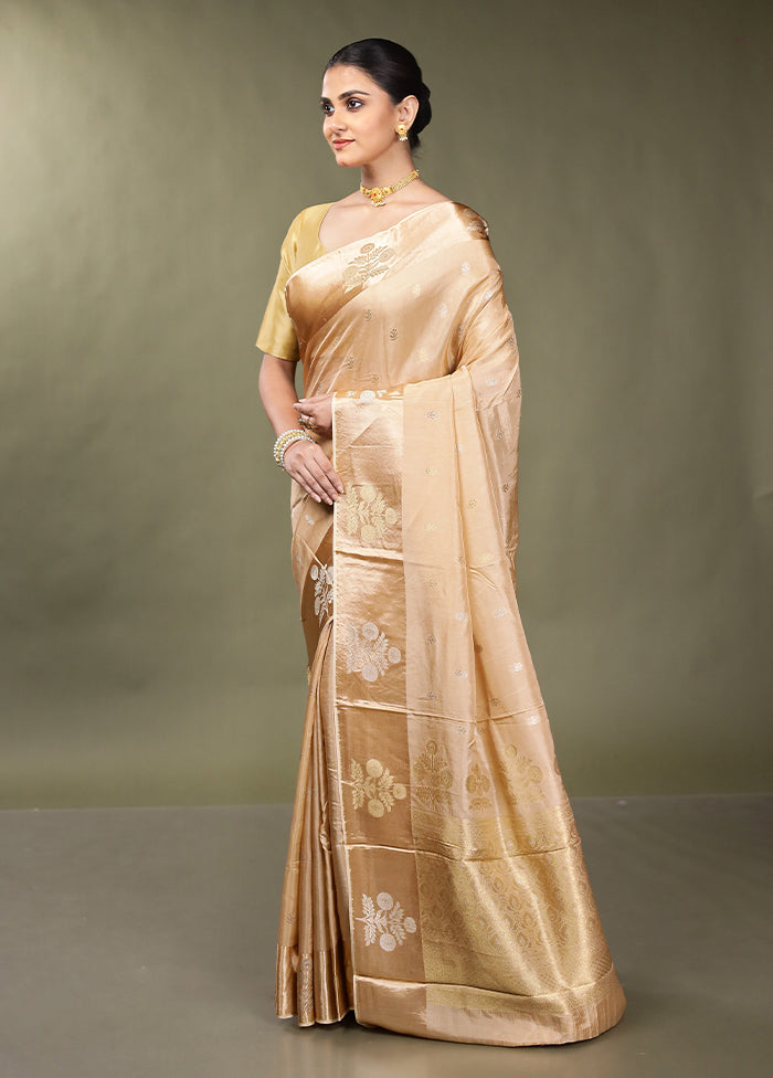 Cream Dupion Silk Saree With Blouse Piece