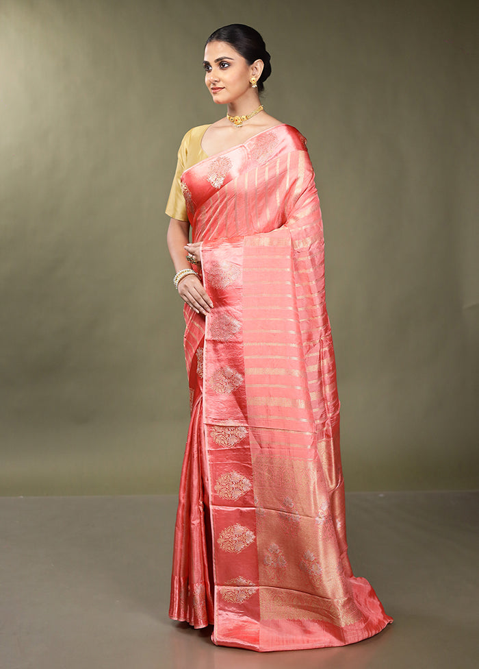 Pink Dupion Silk Saree With Blouse Piece