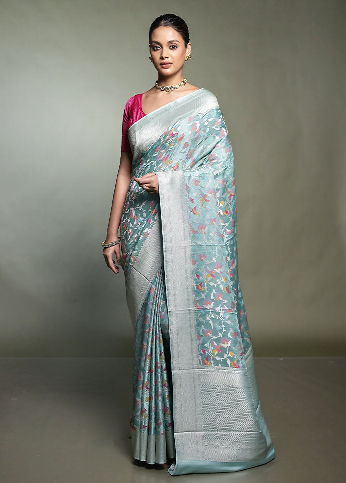 Green Handloom Uppada Pure Silk Saree With Blouse Piece