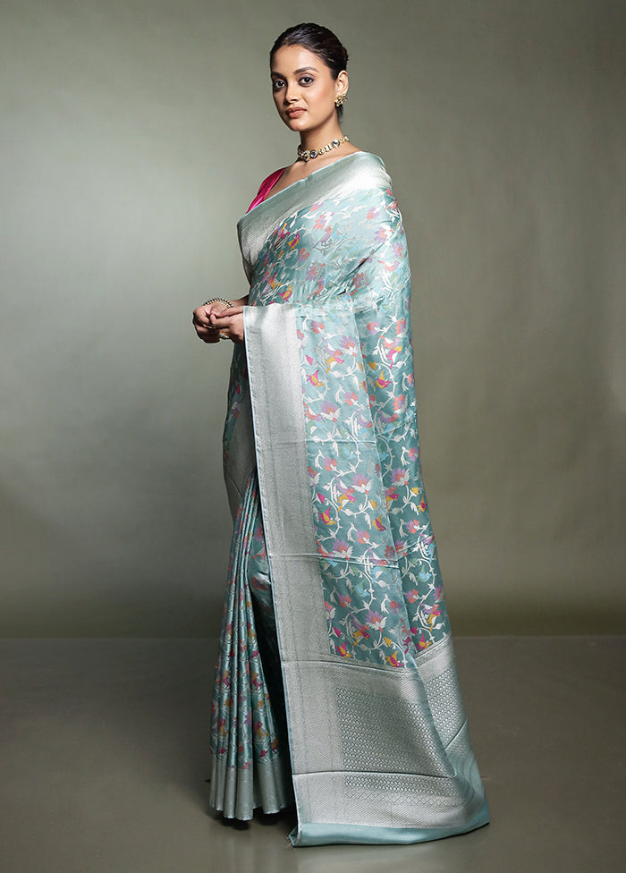 Green Handloom Uppada Pure Silk Saree With Blouse Piece