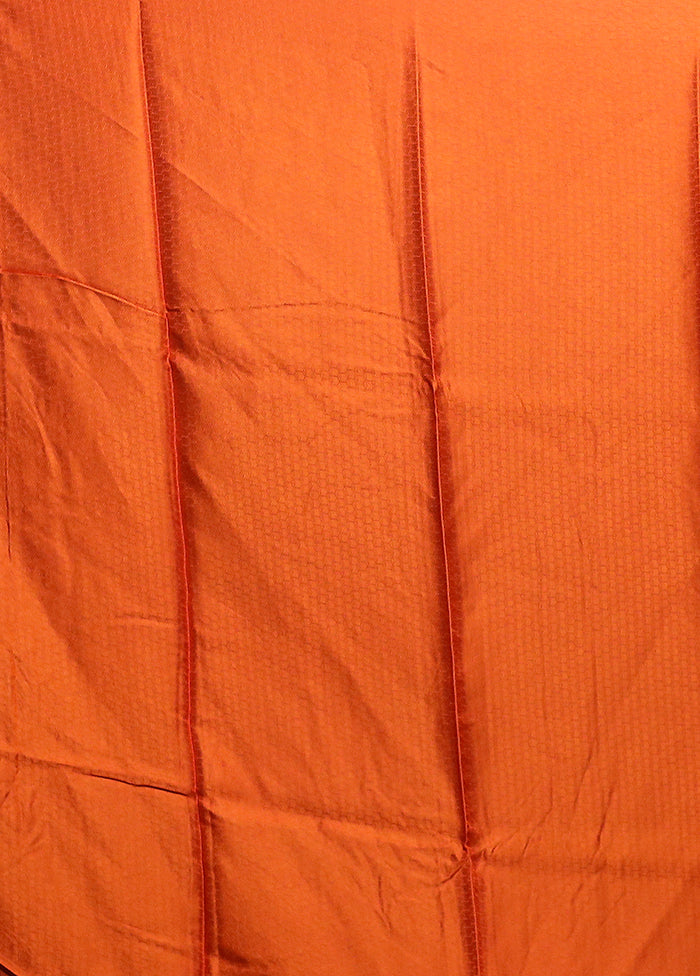 Orange Dupion Silk Saree With Blouse Piece