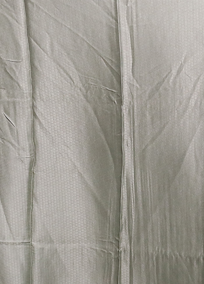 Grey Dupion Silk Saree With Blouse Piece