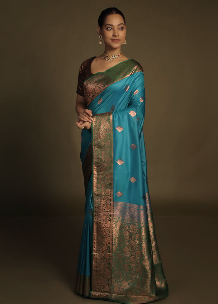 Green Katan Silk Saree With Blouse Piece
