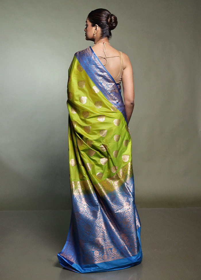 Green Katan Silk Saree With Blouse Piece