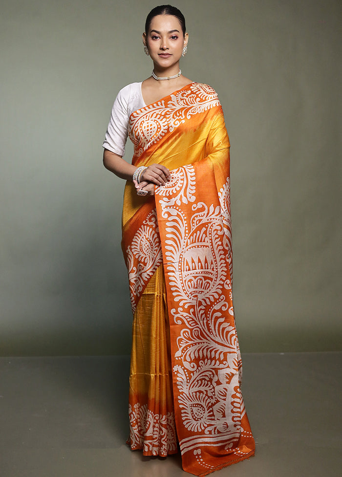 Multicolor Printed Pure Silk Saree Without Blouse Piece
