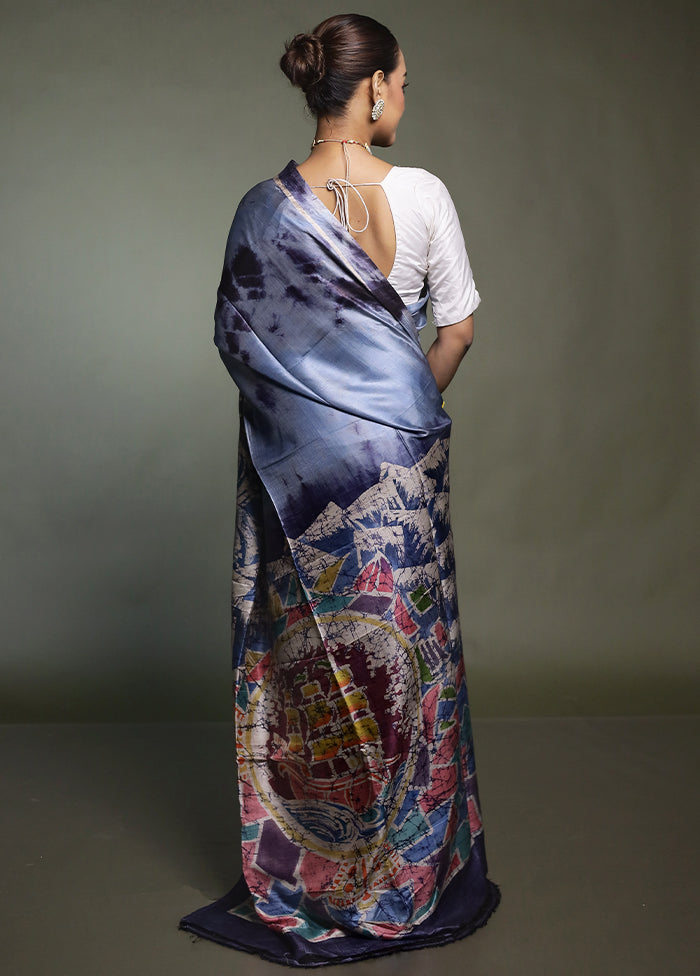 Multicolor Printed Pure Silk Saree Without Blouse Piece