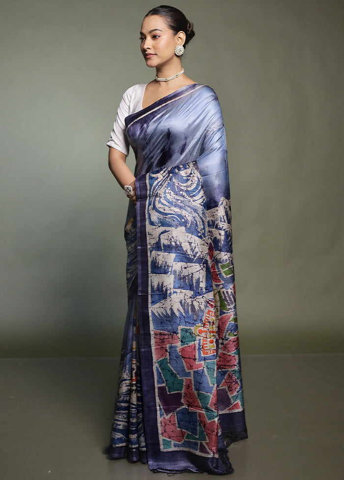 Multicolor Printed Pure Silk Saree Without Blouse Piece