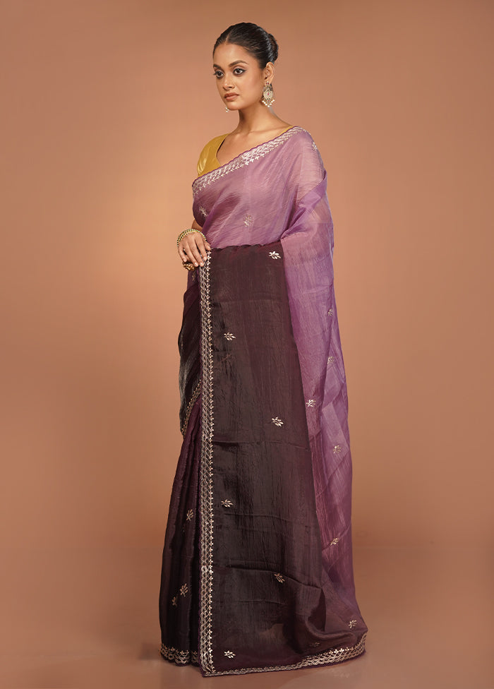 Purple Tissue Silk Saree With Blouse Piece