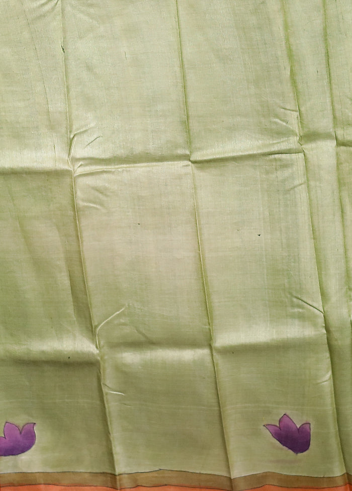 Multicolor Handloom Tussar Pure Silk Saree With Blouse Piece