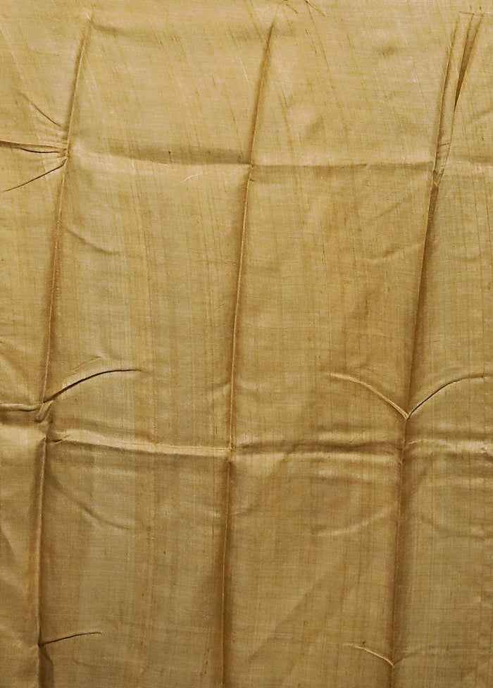 Blue Handloom Tussar Pure Silk Saree With Blouse Piece