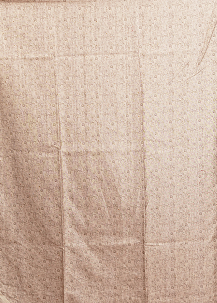 White Tussar Silk Saree With Blouse Piece