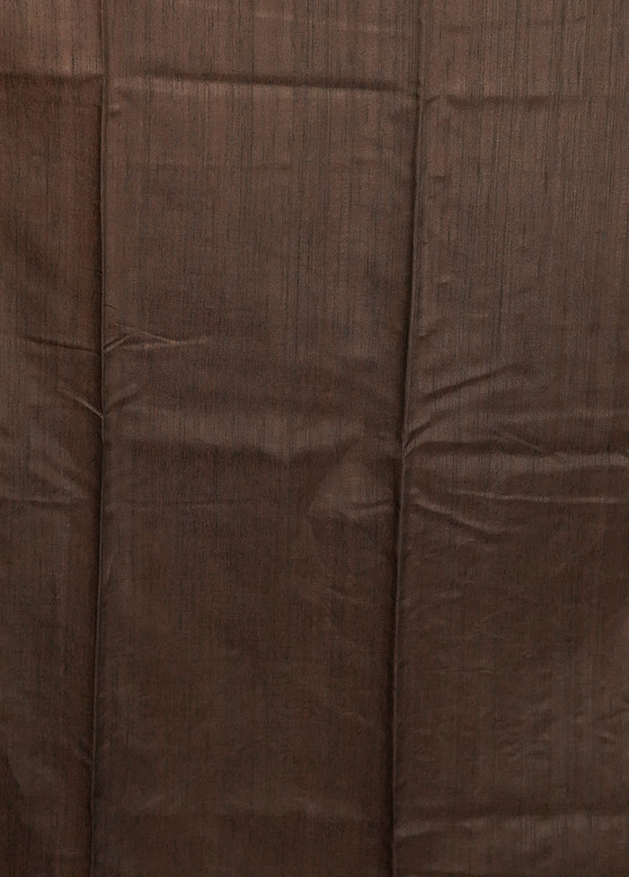 Black Tussar Silk Saree With Blouse Piece