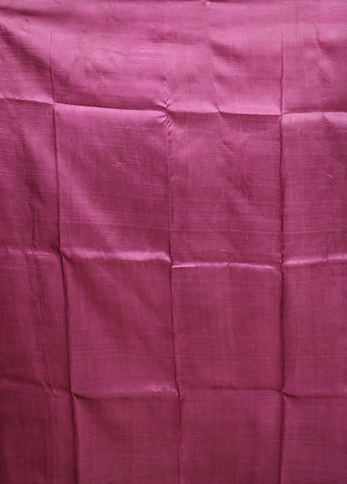 Purple Printed Pure Silk Saree Without Blouse Piece
