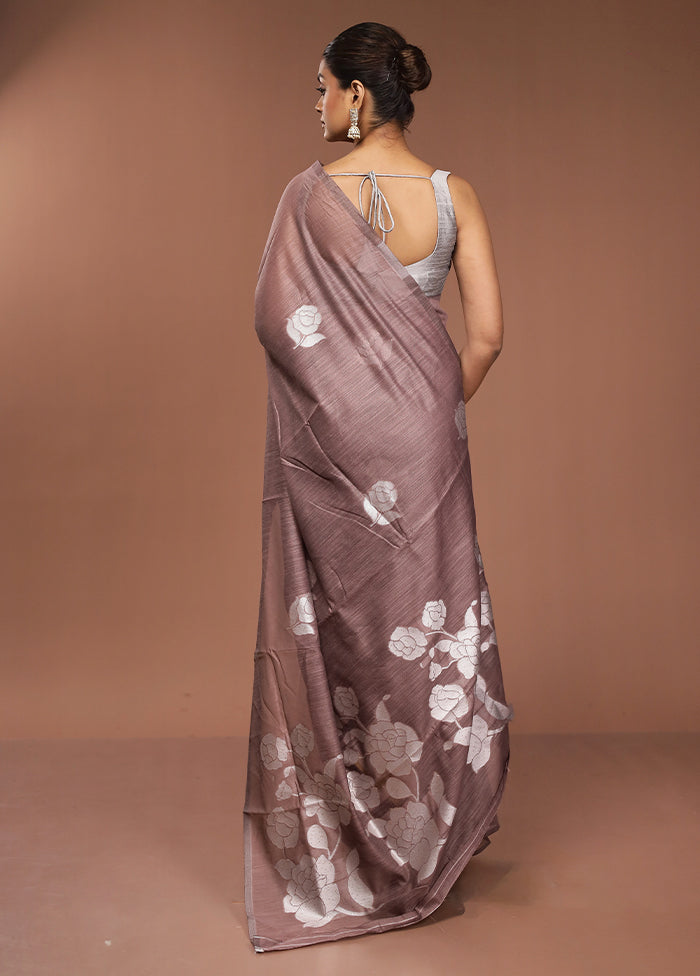 Purple Dupion Silk Saree With Blouse Piece