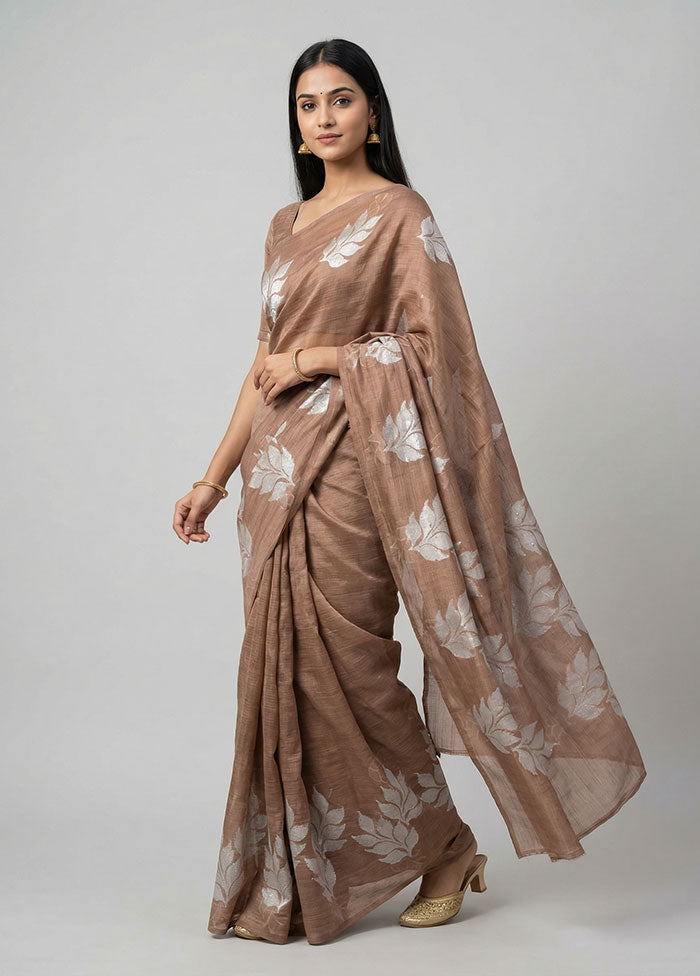 Cream Dupion Silk Saree With Blouse Piece