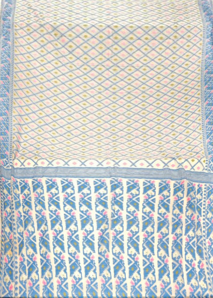 White Jamdani Cotton Saree Without Blouse Piece