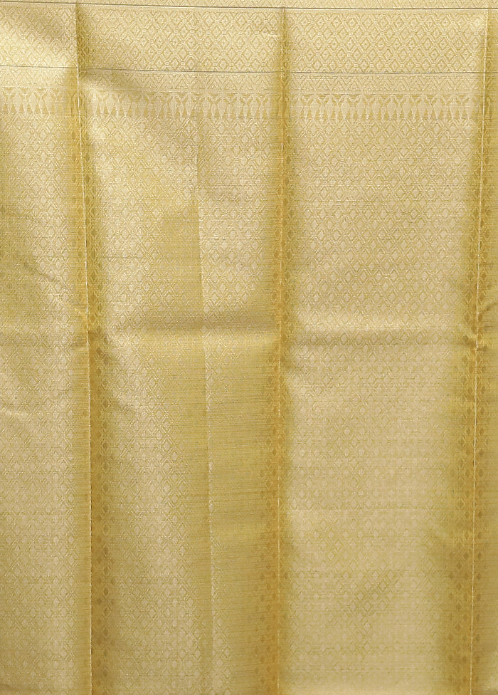 Yellow Kora Silk Saree With Blouse Piece