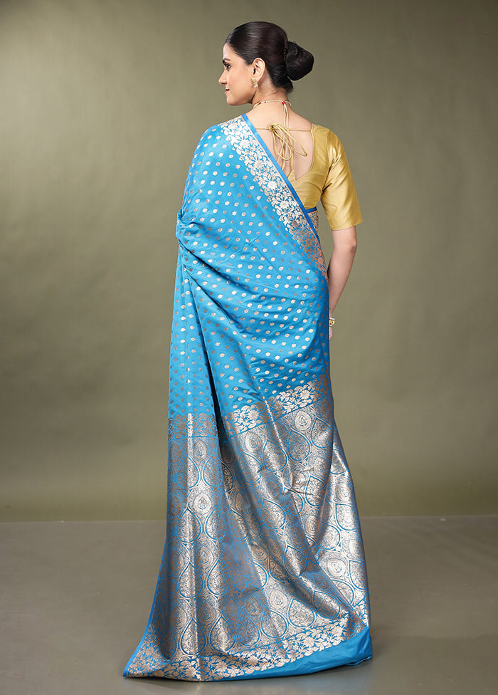 Green Banarasi Silk Saree With Blouse Piece