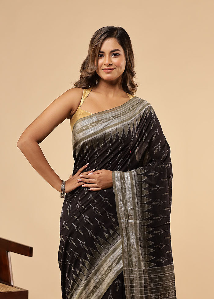 Black Bomkai Silk Saree Without Blouse Piece
