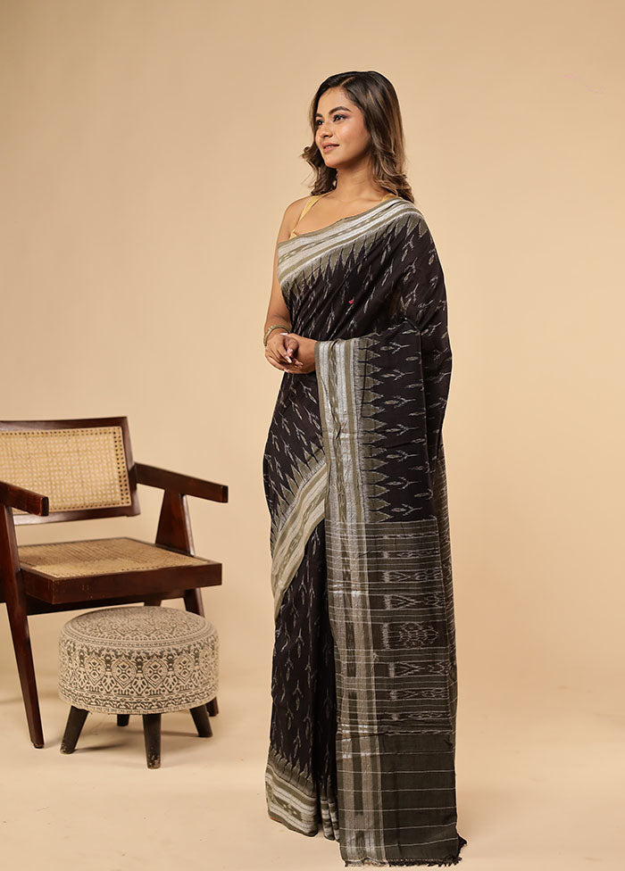 Black Bomkai Silk Saree Without Blouse Piece
