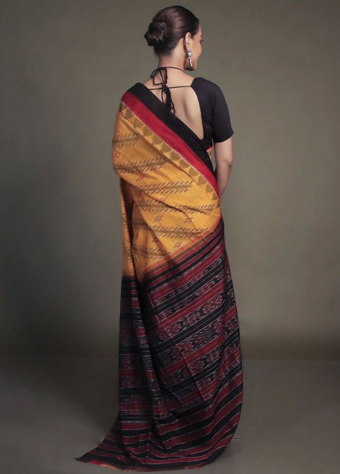 Yellow Bomkai Silk Saree Without Blouse Piece