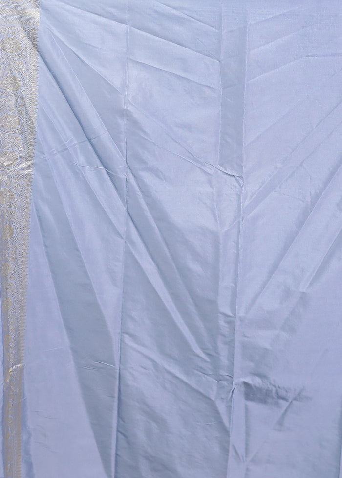 Blue Dupion Silk Saree With Blouse Piece