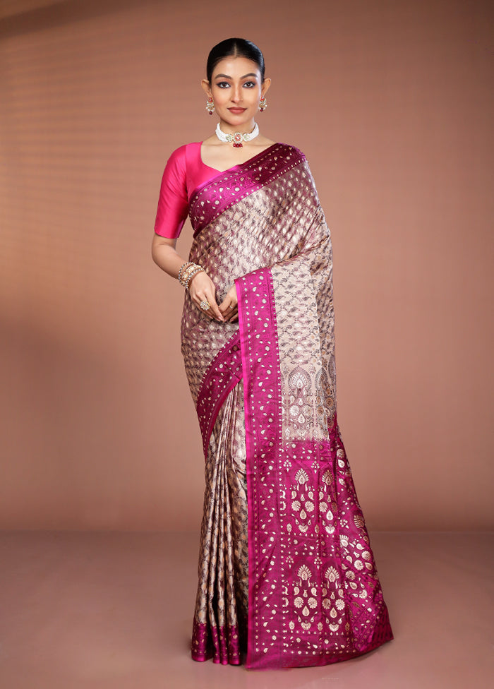 Cream Tanchoi Silk Saree With Blouse Piece
