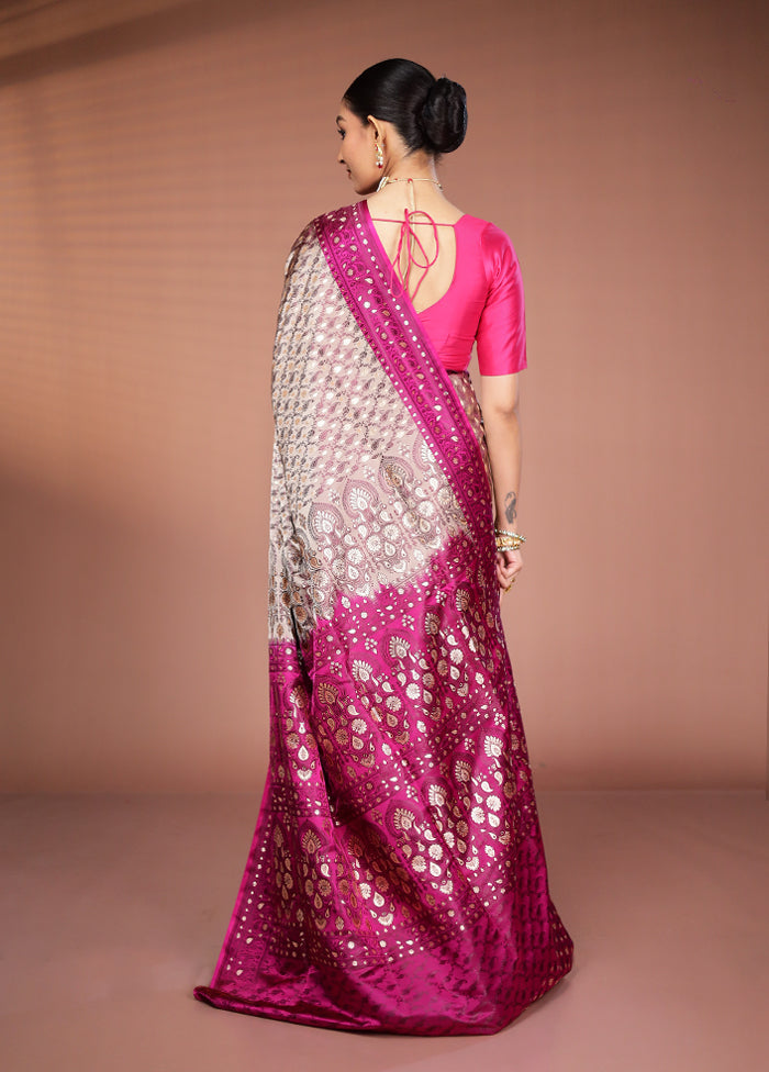 Cream Tanchoi Silk Saree With Blouse Piece