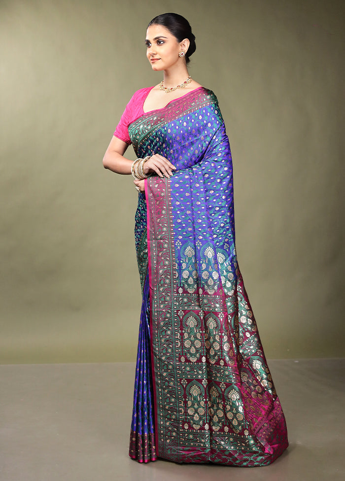 Blue Tanchoi Silk Saree With Blouse Piece