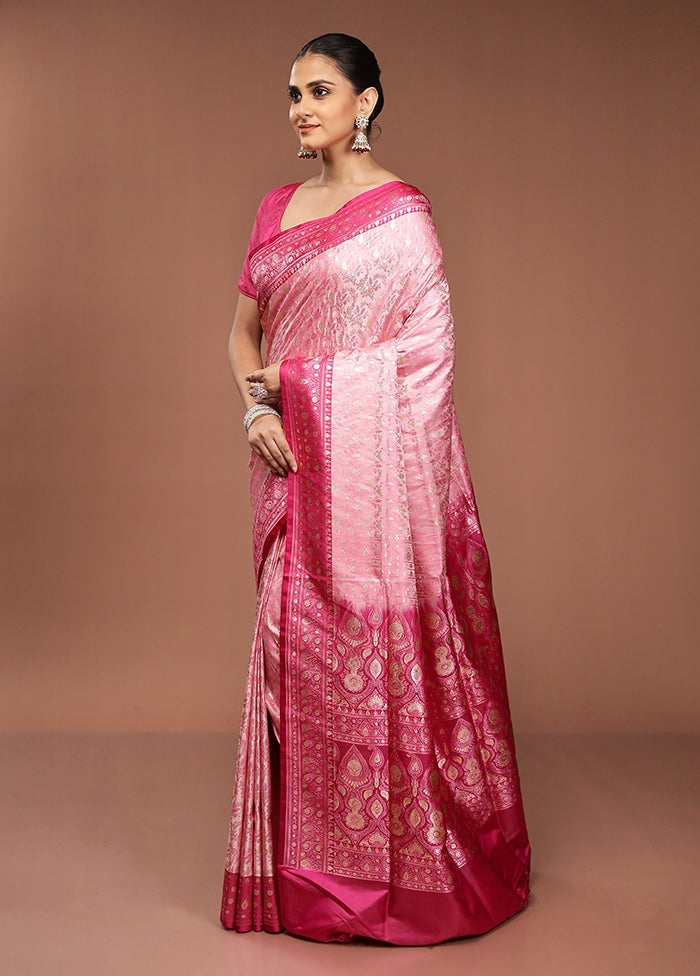 Pink Tanchoi Silk Saree With Blouse Piece