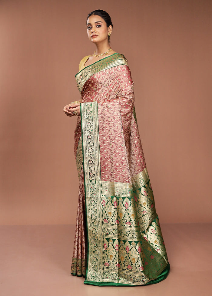 Cream Handloom Tanchoi Pure Silk Saree With Blouse Piece