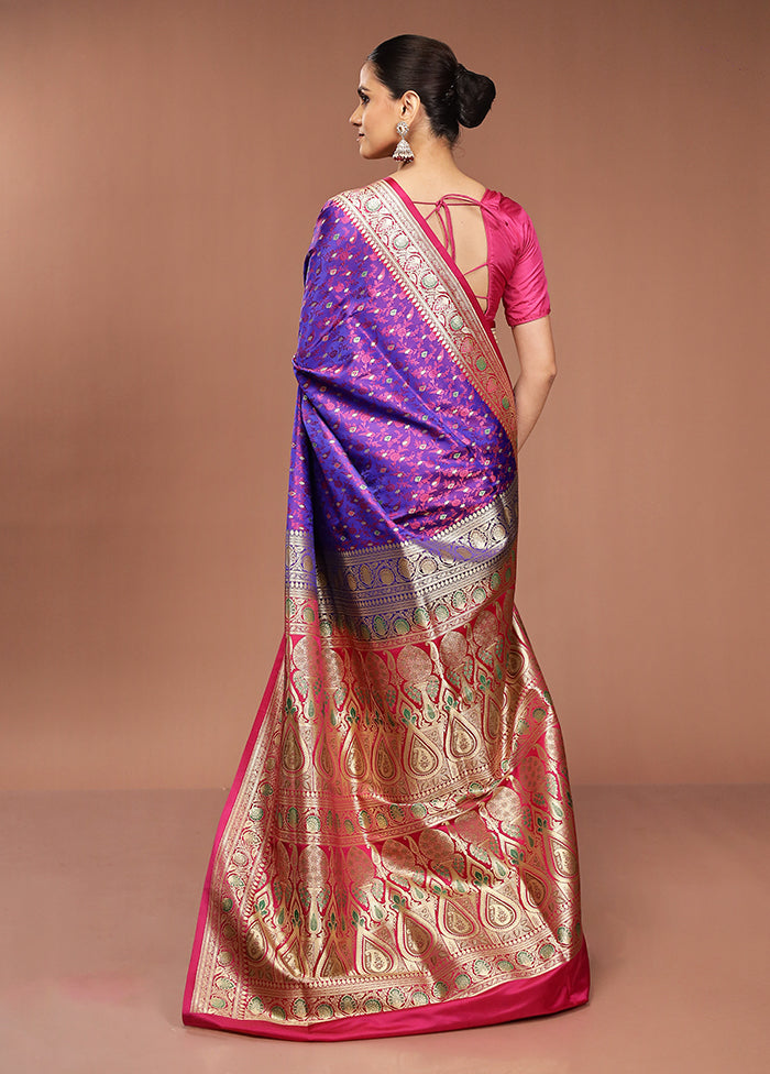 Blue Handloom Tanchoi Pure Silk Saree With Blouse Piece