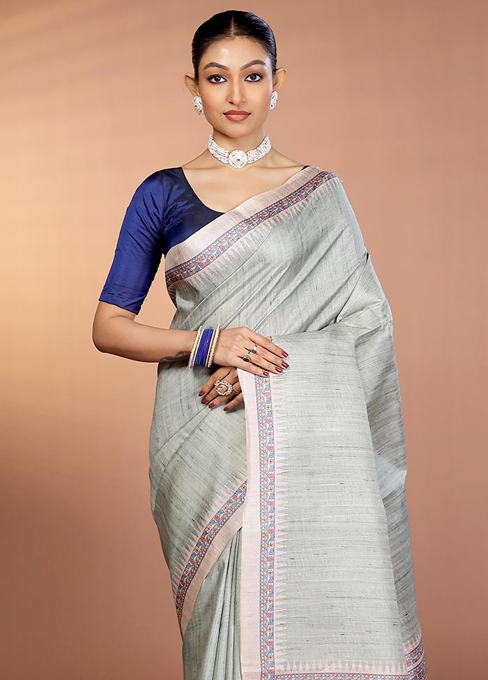 Green Printed Silk Saree Without Blouse Piece