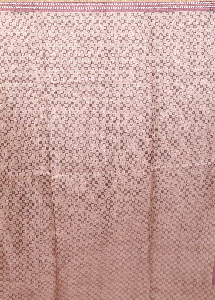 Purple Printed Pure Silk Saree Without Blouse Piece