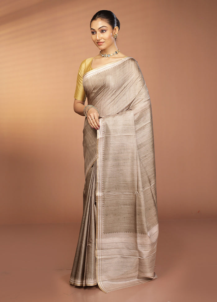 Grey Printed Pure Silk Saree Without Blouse Piece