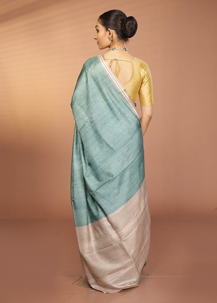 Green Printed Pure Silk Saree Without Blouse Piece