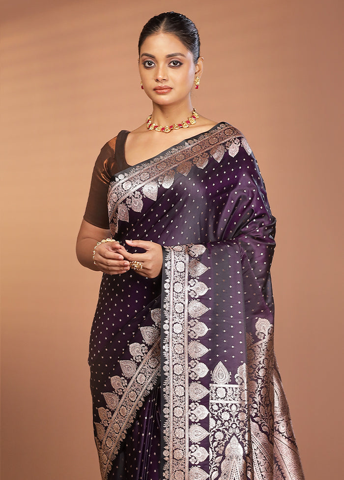 Black Banarasi Silk Saree With Blouse Piece