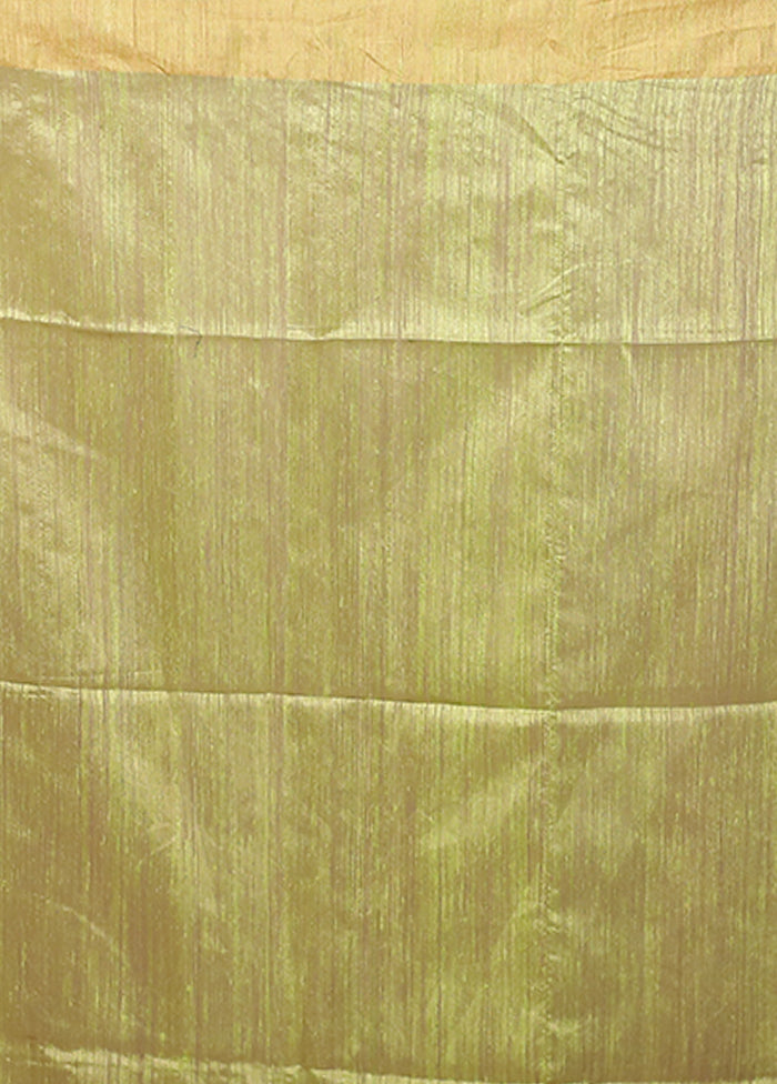 Green Handloom Matka Pure Silk Saree With Blouse Piece