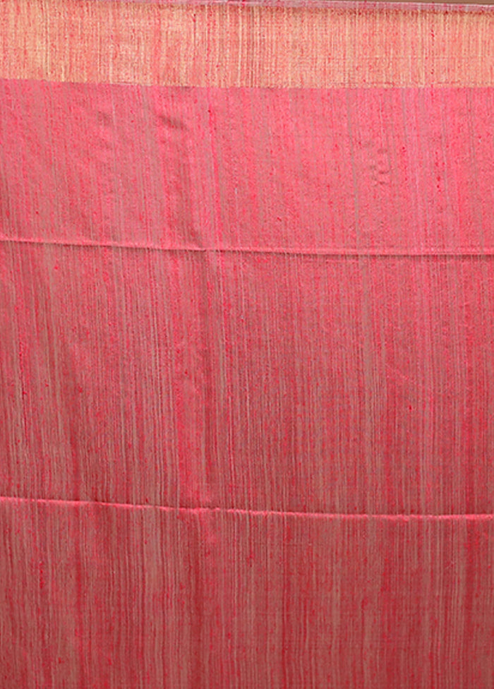 Cream Handloom Matka Pure Silk Saree With Blouse Piece