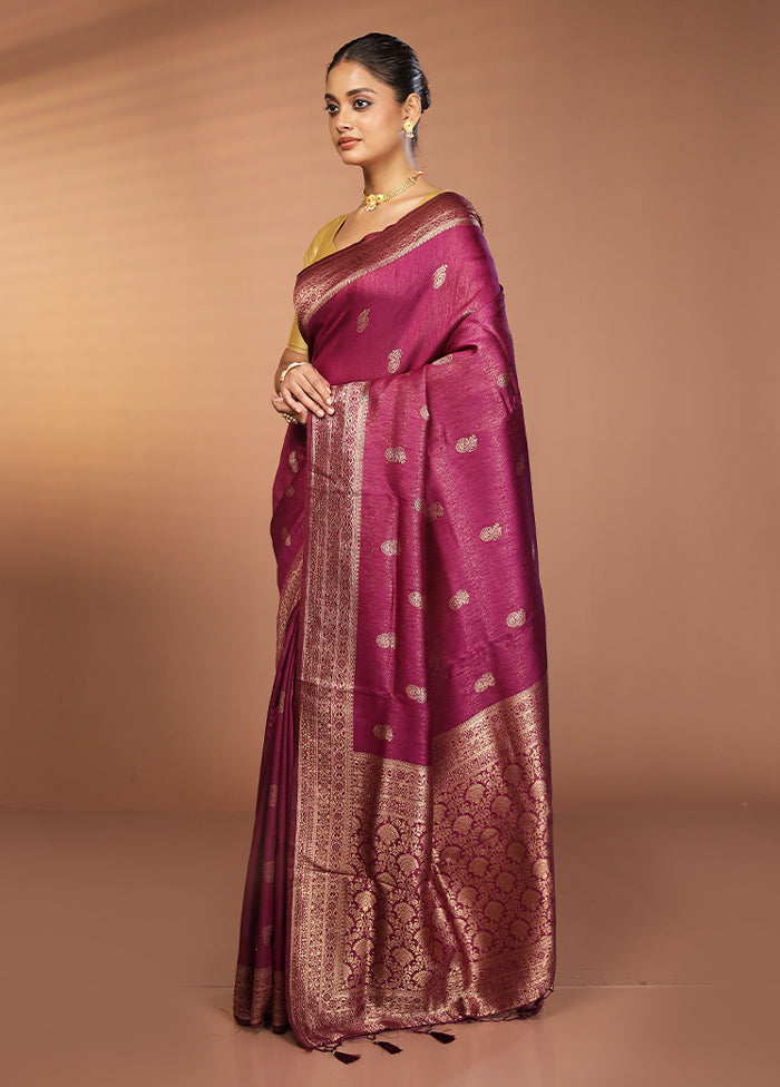 Purple Dupion Silk Saree With Blouse Piece