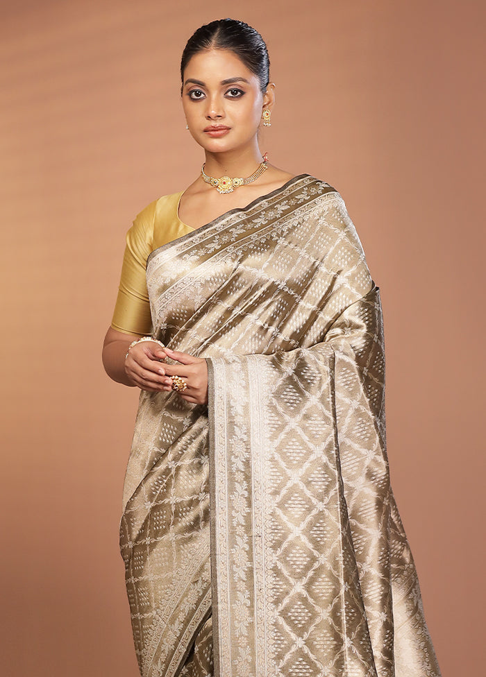 Cream Tissue Silk Saree With Blouse Piece