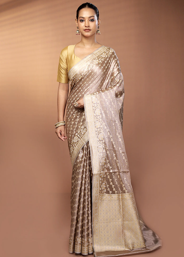 Cream Tissue Silk Saree With Blouse Piece