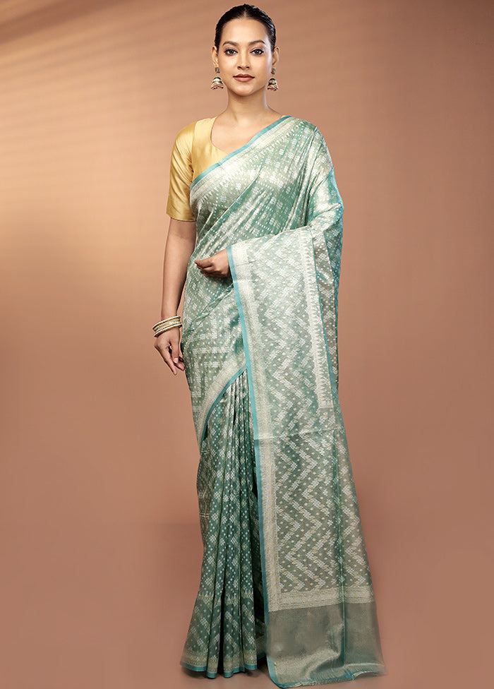 Green Tissue Silk Saree With Blouse Piece