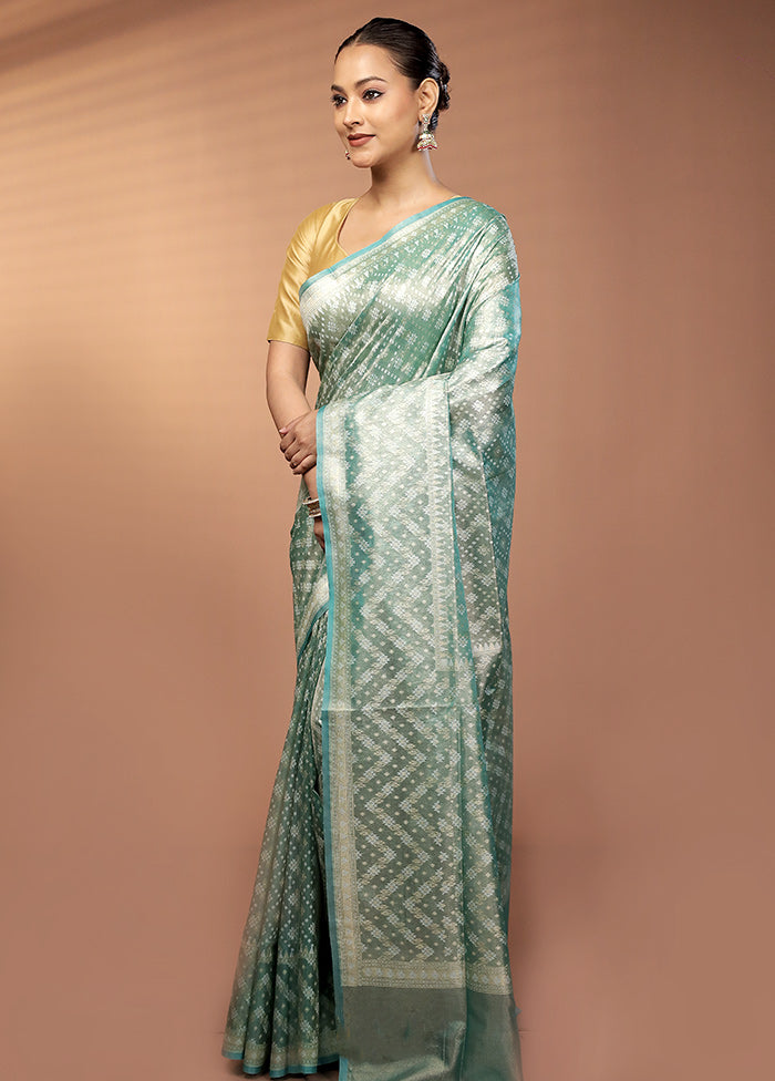 Green Tissue Silk Saree With Blouse Piece